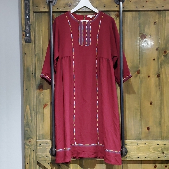 ORANGE CREEK MODEST MAROON WINE LONG DRESS COTTAGECORE SIZE MEDIUM EUC FLOWY - Picture 1 of 11